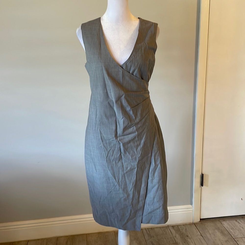 [Theory] Gray Knit Faux Wrap Dress - Size 8